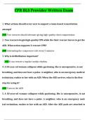 CPR BLS Provider Written Exam-2024 Questions and Answers Latest (2024 / 2025) (Verified Answers)