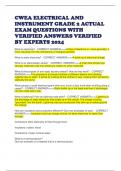 CWEA ELECTRICAL AND INSTRUMENT GRADE 2 ACTUAL EXAM QUESTIONS WITH VERIFIED ANSWERS VERIFIED BY EXPERTS 2024 