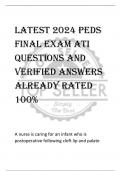 LATEST 2024 Peds  Final Exam ATI  Questions AND  VERIFIED ANSWERS  ALREADY RATED  100%