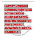 LATEST VERSION  GEORGIA PESTICIDE  ACTUAL EXAM  GUIDE 2023-2024- 2025 100 QUESTION  AND CORRECT  ANSWERS ALREADY  GRADED A+.