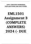 Exam (elaborations) EML1501 Assignment 3 (COMPLETE ANSWERS) 2024 (651371)- DUE 16 August 2024  •	Course •	Emergent Literacy (EML1501) •	Institution •	University Of South Africa (Unisa) •	Book •	Emergent Literacy EML1501 Assignment 3 (COMPLETE ANSWERS) 202