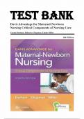 Test Bank for Davis Advantage for Maternal-Newborn Nursing Critical Components of Nursing Care 4th Edition, Roberta Durham, Linda Chapman 9781719645737 (Complete 19 Chapters)