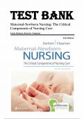 Test Bank for Maternal-Newborn Nursing: The Critical Components of Nursing Care, 3rd Edition, Roberta Durham, Linda Chapman 9780803666542 (Complete 19 Chapters)