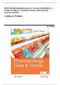 Test bank for Pharmacology Clear and Simple 4th Edition by Watkins 9781719644747 | All Chapters with Answers and Rationals