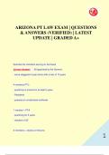 ARIZONA PT LAW EXAM | QUESTIONS  & ANSWERS (VERIFIED) | LATEST  UPDATE | GRADED A+