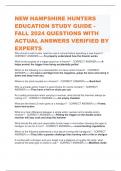 NEW HAMPSHIRE HUNTERS EDUCATION STUDY GUIDE - FALL 2024 QUESTIONS WITH ACTUAL ANSWERS VERIFIED BY EXPERTS