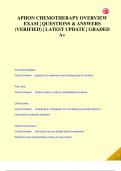 APHON CHEMOTHERAPY OVERVIEW  EXAM | QUESTIONS & ANSWERS  (VAPHON CHEMOTHERAPY OVERVIEW  EXAM | QUESTIONS & ANSWERS  (VERIFIED) | LATEST UPDATE | GRADED  A+ERIFIED) | LATEST UPDATE | GRADED  A+