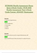 NUR2092 Health Assessment Exam Quiz 2 Study Guide / NUR 2092 Health Assessment Test 2 Study Guide (Latest, 2024/25): Rasmussen