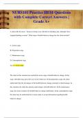 NURS101 Practice HESI Questions  with Complete Correct Answers |  Grade A+