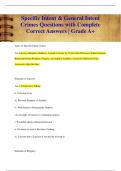 Specific Intent & General Intent  Crimes Questions with Complete  Correct Answers | Grade A