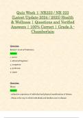 Quiz Week 1: NR222 / NR 222 (Latest 2024 / 2025 Updates STUDY BUNDLE WITH COMPLETE SOLUTIONS) Health & Wellness | Questions and Verified Answers | 100% Correct | Grade A - Chamberlain