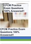 CFCM Practice Exam Questions 100% Answered!!