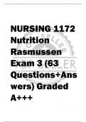 NURSING 1172  Nutrition  Rasmussen  Exam 3 (63  Questions+Ans wers) Graded  A+++