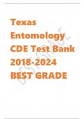 Texas  Entomology  CDE Test Bank  2018-2024  BEST GRADE