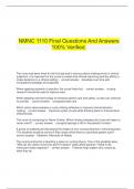   NMNC 1110 Final Questions And Answers 100% Verified.