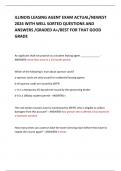 ILLINOIS LEASING AGENT EXAM ACTUAL/NEWEST 2024 WITH WELL SORTED QUESTIONS AND ANSWERS /GRADED A+/BEST FOR THAT GOOD GRADE   