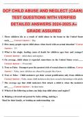 DCF CHILD ABUSE AND NEGLECT (CAAN) TEST QUESTIONS WITH VERIFIED DETAILED ANSWERS 2024-2025.A+ GRADE ASSURED