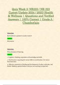 Quiz Week 3: NR222 / NR 222 (Latest Update 2024 / 2025) Health & Wellness | Questions and Verified Answers | 100% Correct | Grade A - Chamberlain