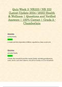 Quiz Week 3: NR222 / NR 222 (Latest Update 2024 / 2025) Health & Wellness | Questions and Verified Answers | 100% Correct | Grade A - Chamberlain