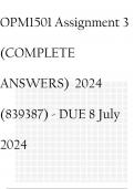 OPM1501 Assignment 3 2024 (839387) - DUE 8 July 2024