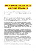 BASIC MATH ABILITY EXAM A RELIAS 2024-2025