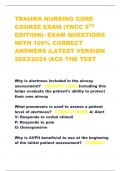 TRAUMA NURSING CORE  COURSE EXAM (TNCC 9TH EDITION)- EXAM QUESTIONS  WITH 100% CORRECT  ANSWERS |LATEST VERSION  2023/2024 |ACE THE TEST