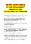 SDI FFT 240 SHOOTING SPORT MANAGEMENT EXAM WITH ALL QUESTIONS AND ANSWERS