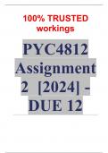 Exam (elaborations) PYC4812 Assignment 2 (COMPLETE ANSWERS) 2024 (546318)- DUE 12 August 2024  •	Course •	Sport Psychology (PYC4812) •	Institution •	University Of South Africa (Unisa) •	Book •	Sport Psychology