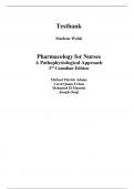 Test Bank for Pharmacology for Nurses 3rd Canadian Edition By Adams, Michael Patrick, Urban, Carol, El-Hussein, Mohamed, Osuji, Joseph (All Chapters 100% Original Verified, A+ Grade)