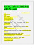 HK 3401 Exam Questions with Answers 