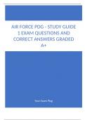 Air Force PDG - Study Guide 1 Exam Questions and Correct Answers Graded A+