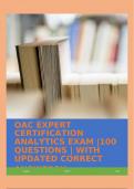 OAC EXPERT CERTIFICATION ANALYTICS EXAM |100 QUESTIONS | WITH UPDATED CORRECT ANSWERS!!