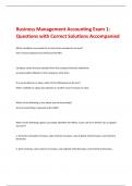 Business Management Accounting Exam 1:  Questions with Correct Solutions Accompanied