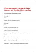 TCU Accounting Exam 1: Chapter 1-2 Exam  Questions with Complete Solutions. Verified