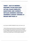 TAROT – SUIT OF SWORDS – ESOTERIC TITLES 2024-2025 ACTUAL EXAM COMPLETE QUESTIONS AND CORRECT DETILED ANSWERS VERIFIED ANSWERS ALREADY GRADED A+ BRAND NEW PASS A+