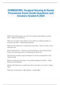 HOMEWORK: Surgical Nursing & Dental Procedures Exam Guide Questions and Answers Graded A 2024