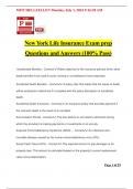 New York Life Insurance Exam prep Questions and Answers (100% Pass)