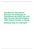 Test Bank for International  Business The Challenges of  Globalization 8th Edition By John  Wild, Kenneth Wild (All Chapters,  100% Original Verified, A+ Grade) Business stats ch. 9 test bank The mean number of travel days per year for salespeople employe