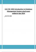 LSU CSC 4402 Introduction to Database Management System atual exam midterm tips 2024