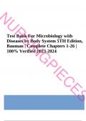 Test Bank - Microbiology with Diseases by Taxonomy, 6th Edition (Bauman, 2024), Chapter 1-27 | All Chapters COMPLETE 2024