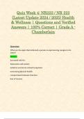 Quiz Week 4: NR222 / NR 222 (Latest Update 2024 / 2025) Health & Wellness | Questions and Verified Answers | 100% Correct | Grade A - Chamberlain