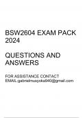 BSW2604 Exam pack 2024(Questions and answers)