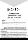 INC4804 Assignment 2 (ANSWERS) 2024 - DISTINCTION GUARANTEED