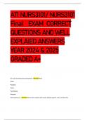 ATI NURS3101/ NURS3101 Final EXAM CORRECT  QUESTIONS AND WELL  EXPLAIED ANSWERS  YEAR 2024 & 2025  GRADED A+