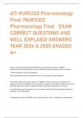 ATI NURS322 Pharmacology  Final /NURS322  Pharmacology Final EXAM  CORRECT QUESTIONS AND  WELL EXPLAIED ANSWERS  YEAR 2024 & 2025 GRADED  A+