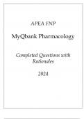 APEA FNP MyQbank Prescribing New Completed Questions with Rationales 2024