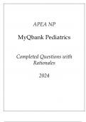 APEA NP MyQbank Pediatrics New Completed Questions with Rationales 2024.