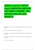 NURS319 vocab ATI / NURS319  vocab EXAMINATION QUESTIONS  AND CORRECT ANSWERS WELL  EXPLAIED YEAR 2024 /2025  GRADED A+