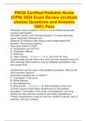 PNCB Certified Pediatric Nurse (CPN) 2024 Exam Review (multiple choice) Questions and Answers 100% Pass