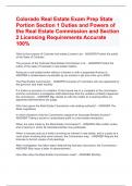 Colorado Real Estate Exam Prep State Portion Section 1 Duties and Powers of the Real Estate Commission and Section 2 Licensing Requirements Accurate 100%